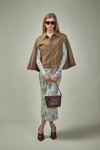 Loewe Ribbed Floral-print Silk-blend Midi Dress In Green