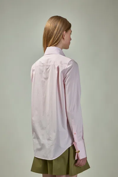 Loewe Poplin Shirt With Pleated Neck Tie In Pink