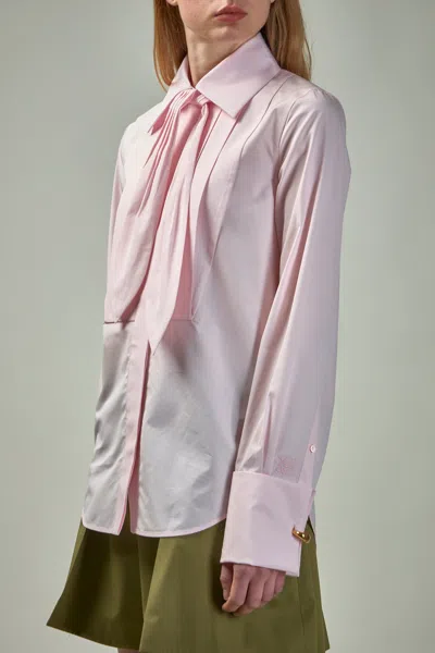 Loewe Poplin Shirt With Pleated Neck Tie In Pink