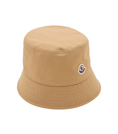 Moncler Beige Bucket Hat In Brown