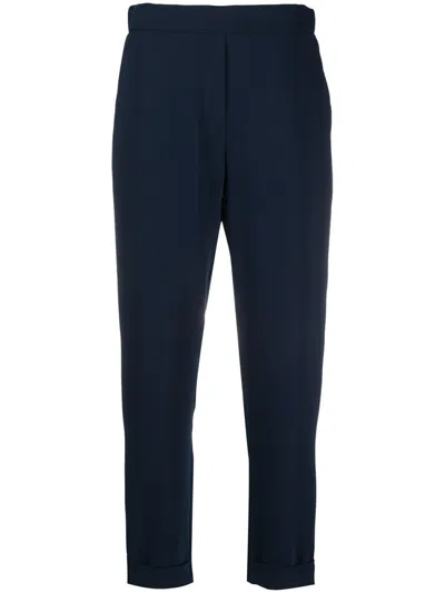 P.a.r.o.s.h Dark Blue Cropped Slim Fit Trouser In Dark Blue