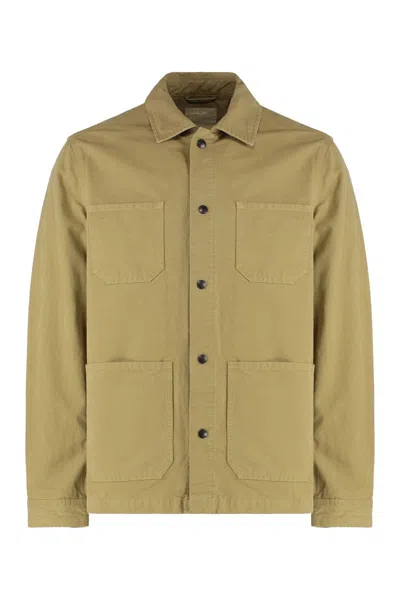 Woolrich Cotton Overshirt With Four Front Pockets In Green