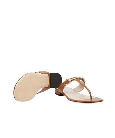 Gucci Lady Horsebit Leather Thong Sandals In Light Brown