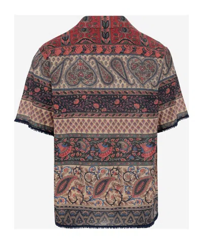Valentino Paisley Pattern Bowling Shirt With Regular Collar In Black