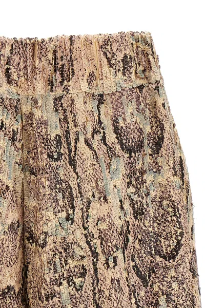 Dries Van Noten Bermuda Shorts With Animal Print And Elastic Waistband In Nude