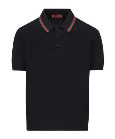 Gucci Wen Polo In Navy/green/red