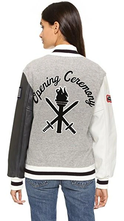 Shop Opening Ceremony Oc Classic Varsity Jacket In Light Grey Multi