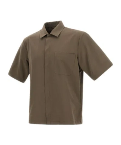 Herno Seer-crease Shirt In Brown