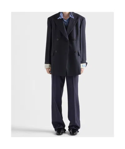 Prada Belt Loops Slacks In Navy Blue