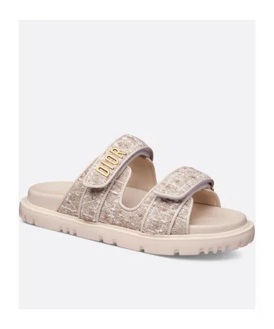 Dior Christian  Act Logo Plaque Slip-on Sandals In Neutral