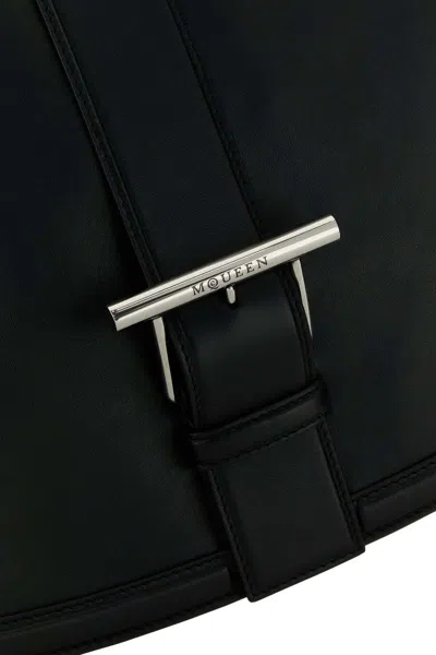 Alexander Mcqueen Large Leather Satchel Shoulder Bag In Black