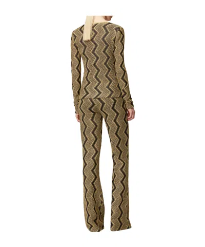 Missoni Zigzag Pattern High-waist Trousers In Black/silver