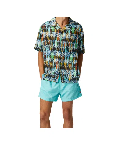 Missoni Viscose Bowling Shirt With Zig Zag Print Brushed Effect In Multicolor