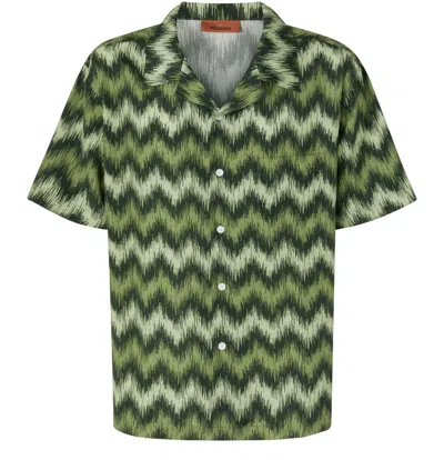 Missoni Short Sleeve Patterned Shirt In Green