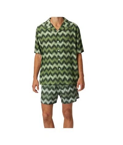 Missoni Short Sleeve Patterned Shirt In Green