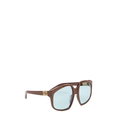 Miu Miu Womens Brown Mu A07s Irregular-frame Acetate Sunglasses