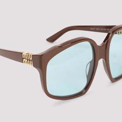Miu Miu Womens Brown Mu A07s Irregular-frame Acetate Sunglasses