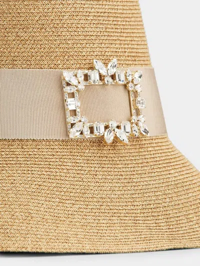 Roger Vivier Brown Broche Embellished Bucket Hat In Gold