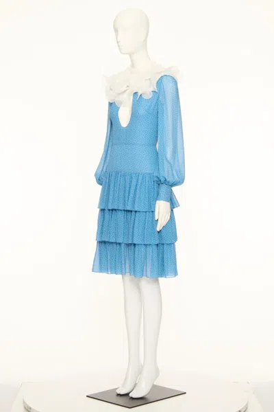 Valentino Long Sleeve Dress In Blue