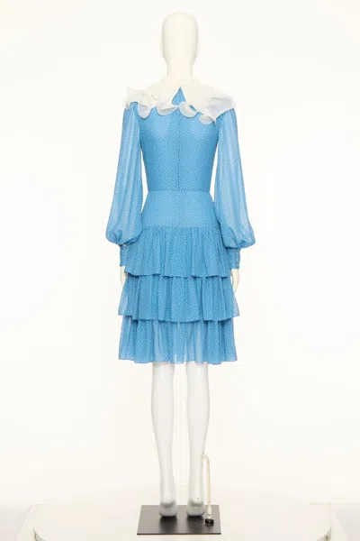 Valentino Long Sleeve Dress In Blue