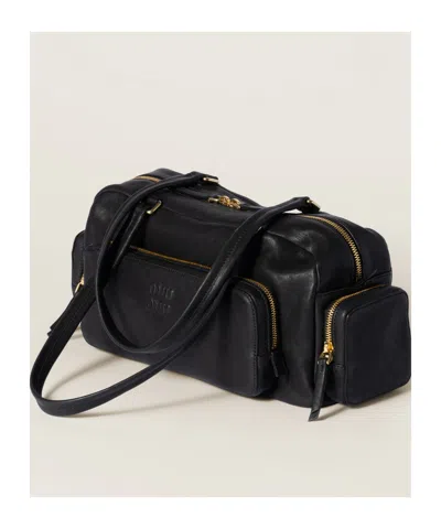 Miu Miu Leather Tote Bag In Black