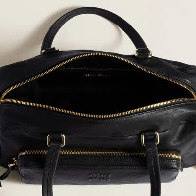 Miu Miu Leather Tote Bag In Black