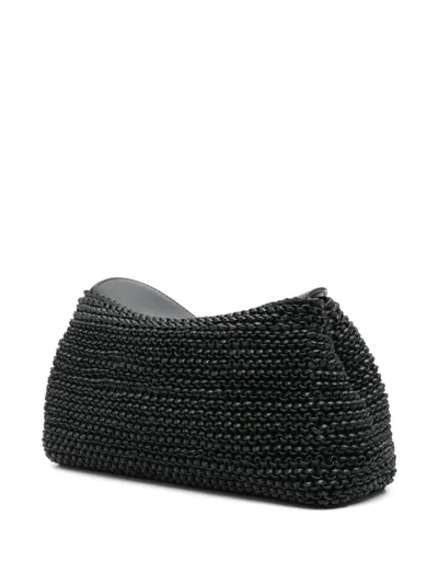 Totême Toteme T-lock Woven Leather Clutch Bag Bags In Black