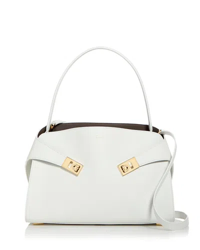 Ferragamo Women's Leather Large Hug Soft Shoulder Bag In Optic White