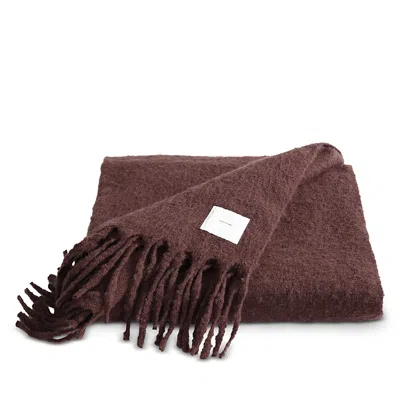 Calvin Klein Reversible Fringe Throw Blanket In Dark Red