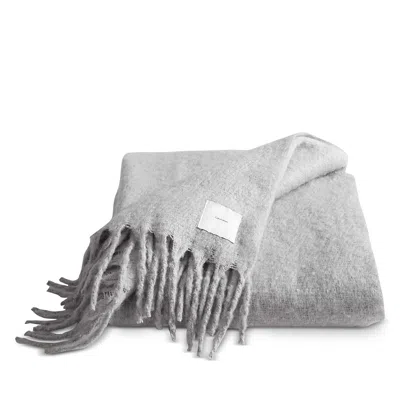 Calvin Klein Mohair Solid Throw Blanket, 70l X 50w In Grey