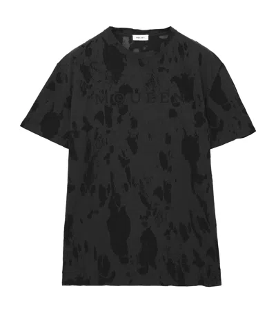 Alexander Mcqueen Mcqueen Skull Patch Tie Dye Cotton T-shirt In Black