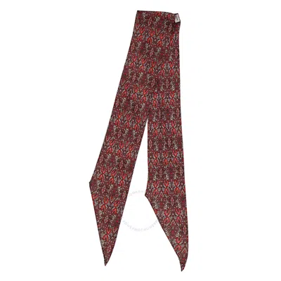 Celine Thin Charmeuse Scarf In Brown/red