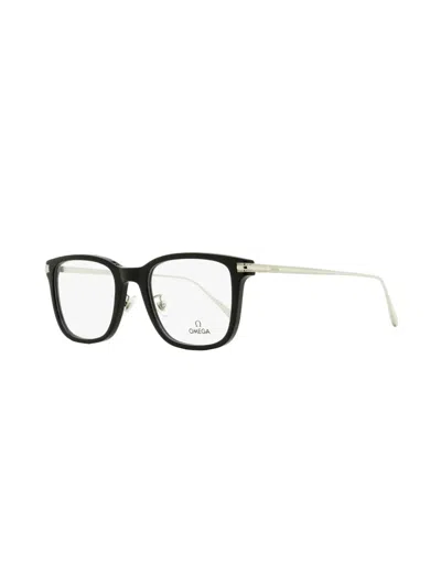 Omega Eyewear Rectangular-frame Engraved-logo Glasses In Black