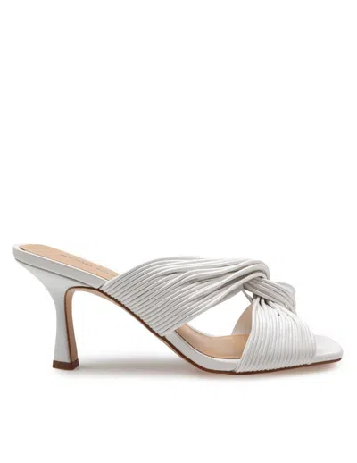 Michael Kors Alessia Mule In White Leather In Optic White