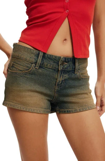 Cotton On Micro Low Denim Short In Rusty Blue