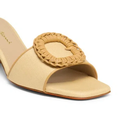 Santoni Beige Raffia Mid-heel Sandal In Natural