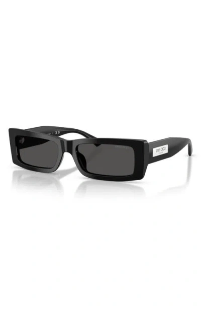 Jimmy Choo Lennon 54mm Polarized Rectangular Sunglasses In Black