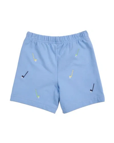 Florence Eiseman Knit Pull On Short With Golf Clubs In Light Blue