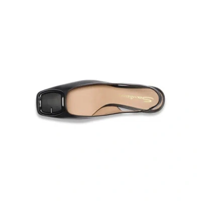 Santoni Lemon Buckle Slingback Leather Pumps In Black