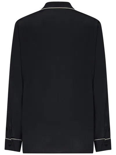 N°21 Open Collar Shirt With Contrasting Piping In Black