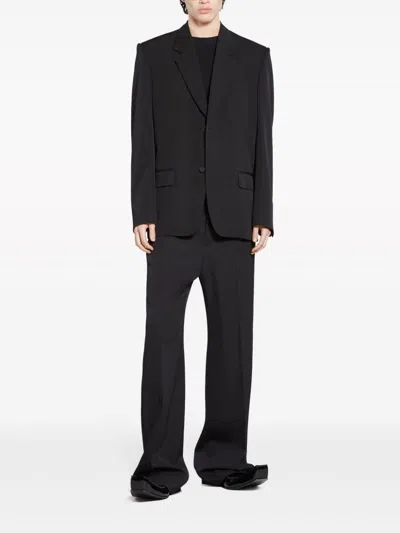 Balenciaga Black Wool Blazer With Single-button Closure In Black