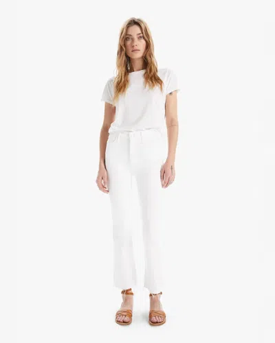 Mother The Hustler Patch Pocket Raw Hem High Waist Ankle Flare Jeans In White