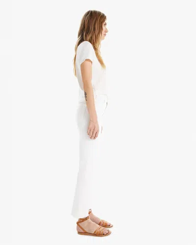 Mother The Hustler Patch Pocket Raw Hem High Waist Ankle Flare Jeans In White