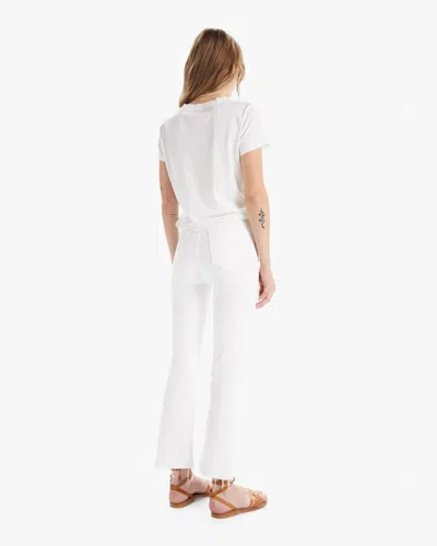 Mother The Hustler Patch Pocket Raw Hem High Waist Ankle Flare Jeans In White