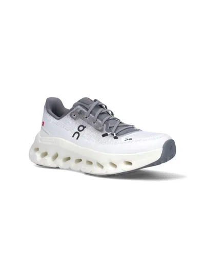 On Running Grey Lace Up Sneakers In White