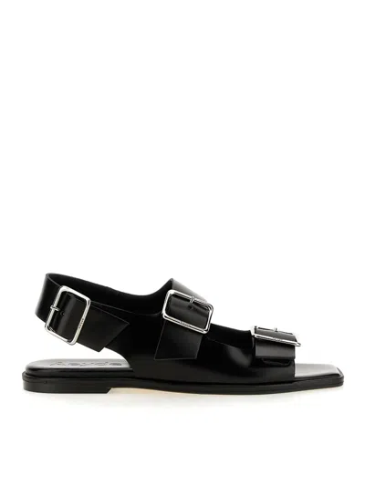 Aeyde 10mm Thekla Leather Sandals In Black