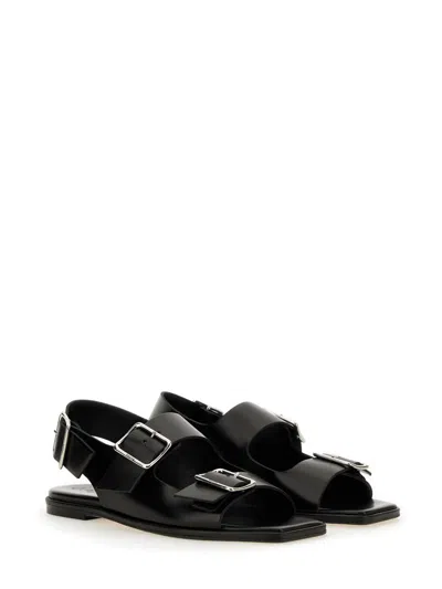 Aeyde 10mm Thekla Leather Sandals In Black