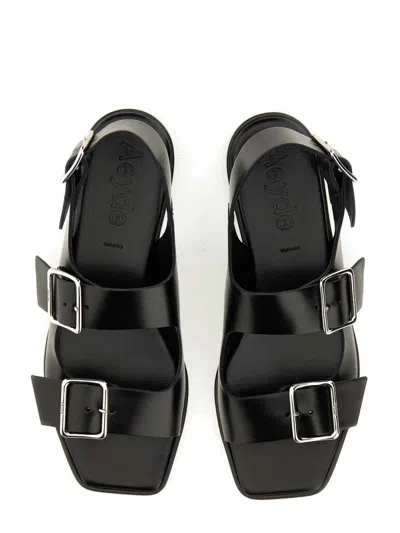 Aeyde 10mm Thekla Leather Sandals In Black