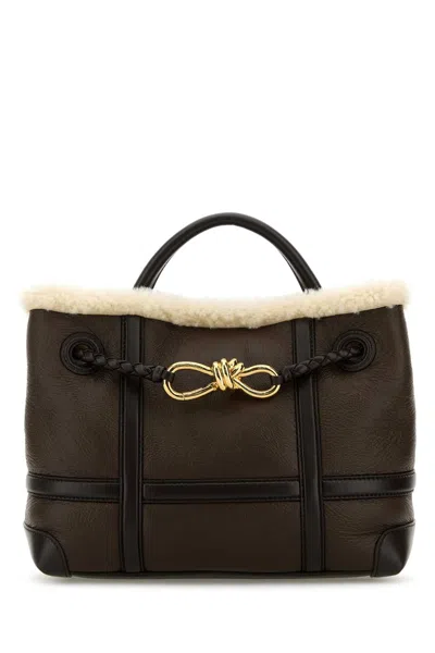 Bottega Veneta Women Brown Leather Large Andiamo Handbag In Brown