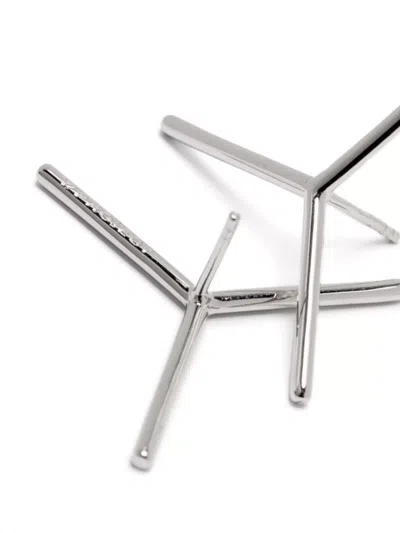 Y/project Button Brass Earrings With Polished Y Motif